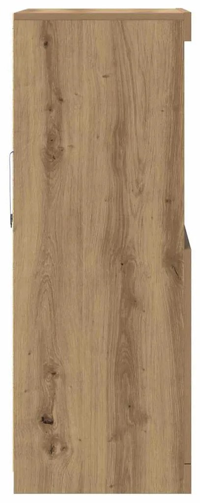 Sideboard vidaXL com luzes LED Carvalho Artesanal 60x37x100 cm