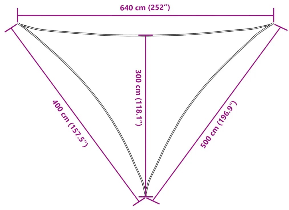 Para-sol em tecido oxford triangular 4x5x6,4 m creme