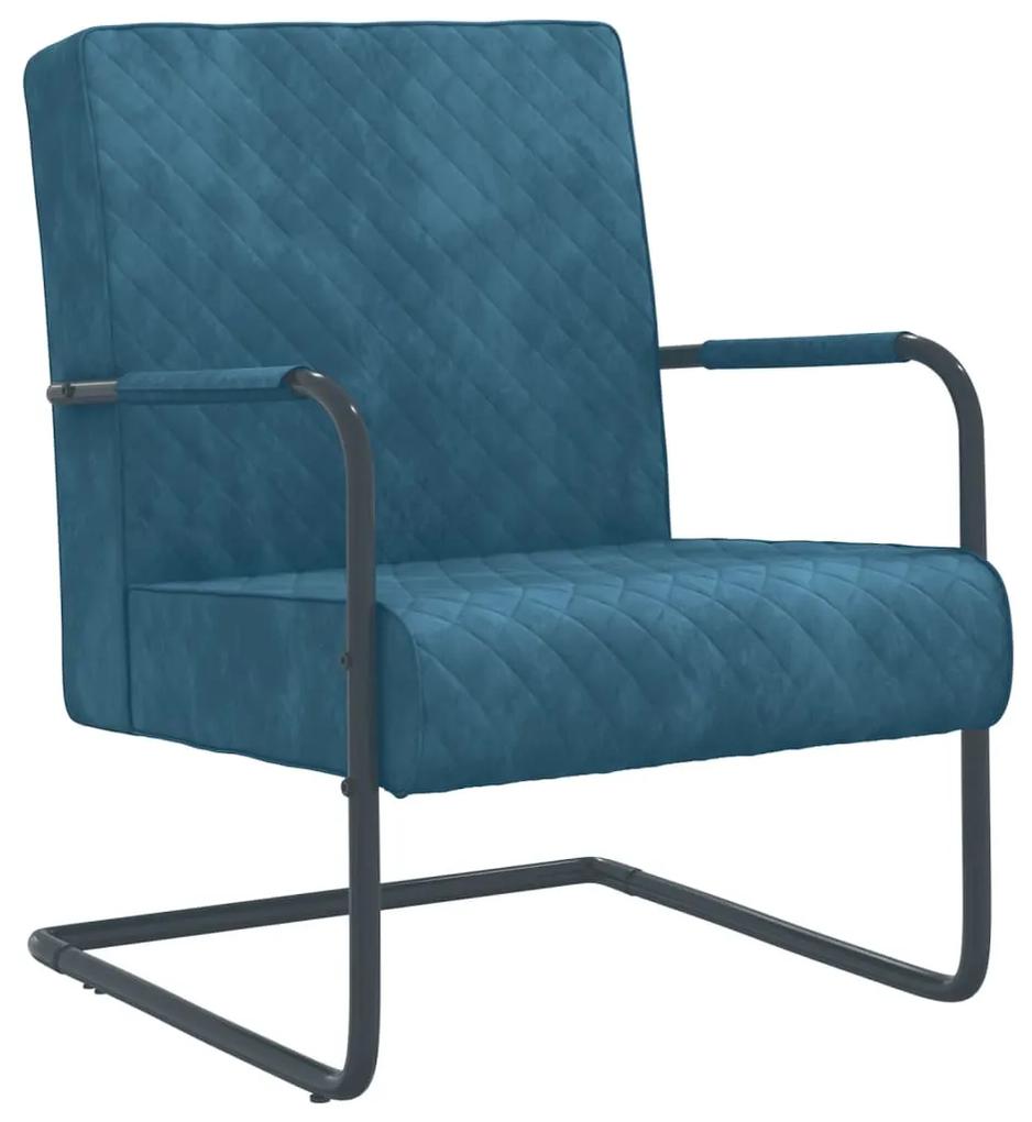 325723 vidaXL Cadeira cantilever veludo azul