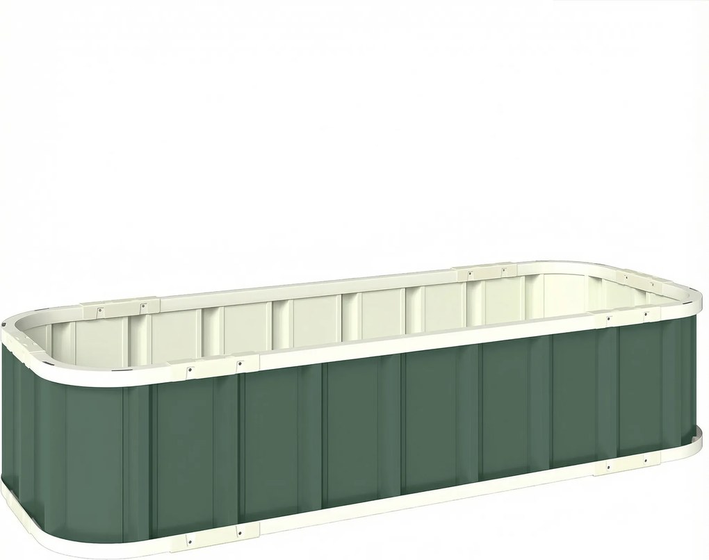 Outsunny Canteiro Elevado Aço, Canteiro com Fechos de Encaixe Borda Dobrada Estufa 136 x 52 x 31 cm Verde claro | Aosom Portugal