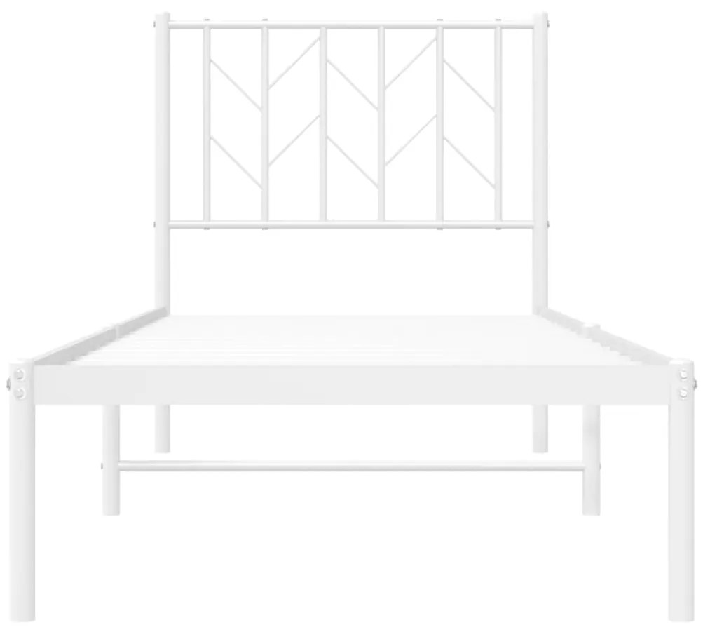 Estrutura de cama com cabeceira 75x190 cm metal branco