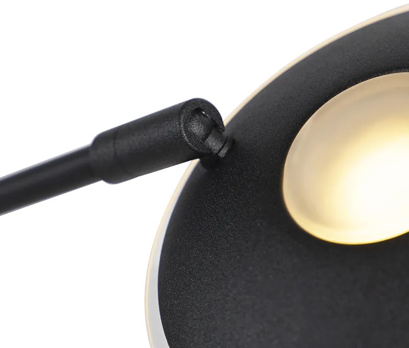 Candeeiro de pé moderno preto com braço de leitura LED - Ibiza Moderno