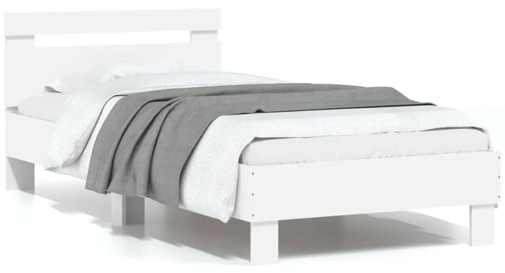 vidaXL Estrutura cama c/ cabeceira 90x200 cm derivados madeira branco