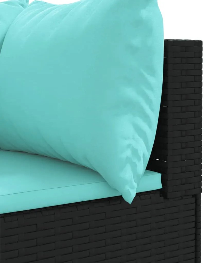 10 pcs conjunto sofás de jardim c/ almofadões vime PE preto