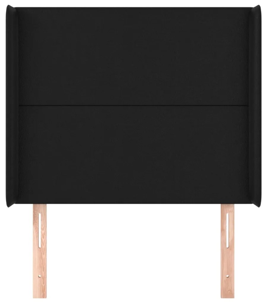 Cabeceira de cama c/ abas couro artif. 83x16x118/128 cm preto