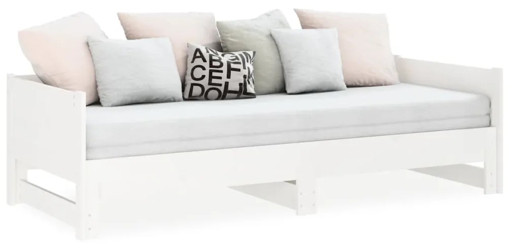 Estrutura sofá-cama de puxar 2x(80x200) cm pinho maciço branco