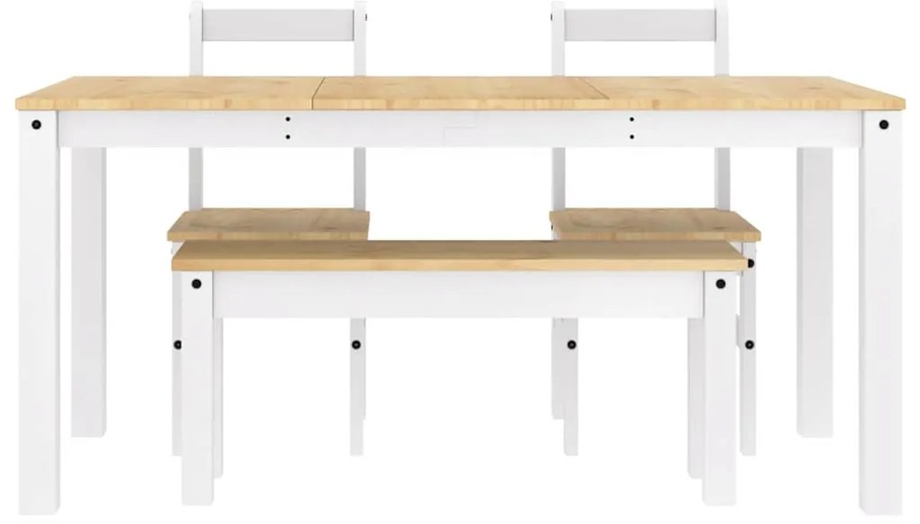 4 pcs conjunto de jantar Panama madeira pinho maciça branco