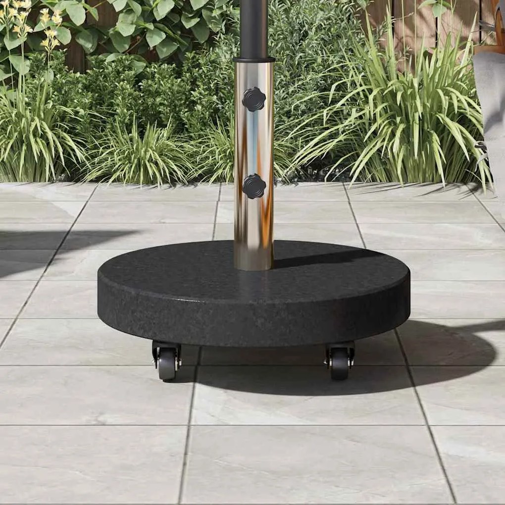Base de Guarda-Sol com Rodas para Postes de Ø38/48mm - Granito Preto,