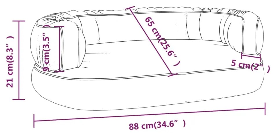 Cama p/ cães espuma ergonómico 88x65 cm couro artific. castanho