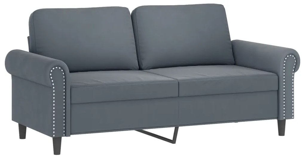 3 pcs conjunto de sofás com almofadões veludo cinzento-escuro
