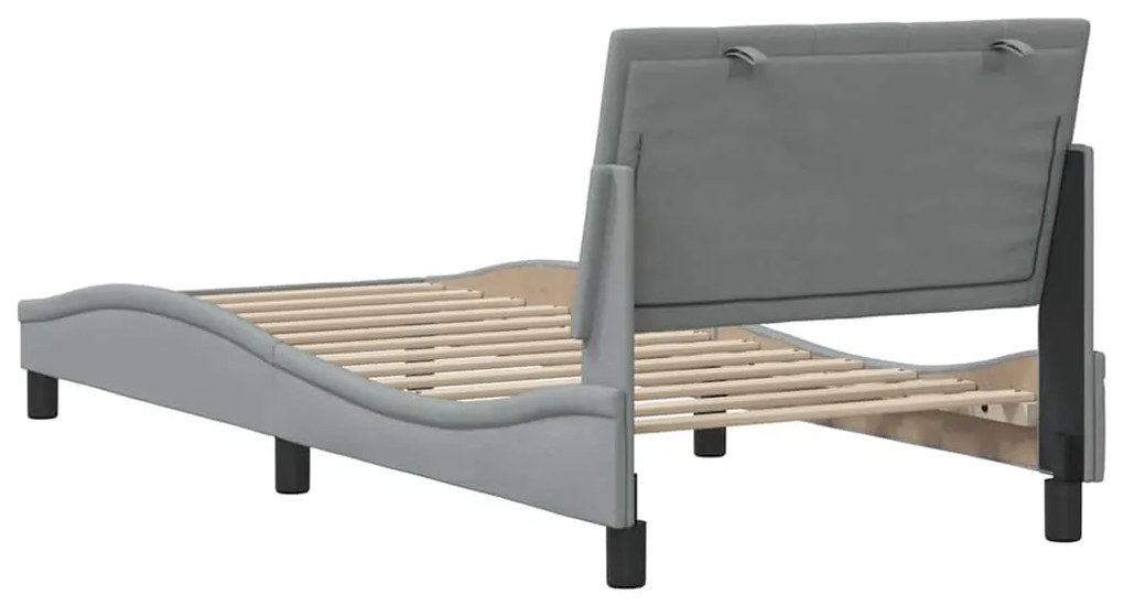 Estrutura de cama sem colchão 90x190 cm tecido cinzento-claro