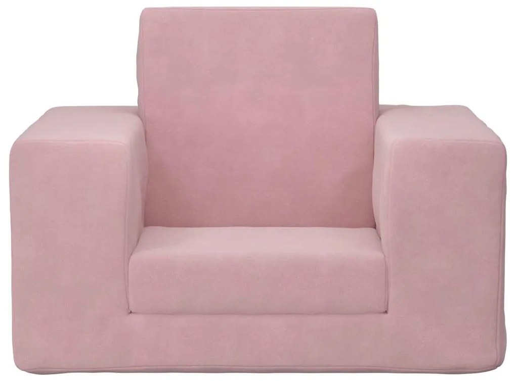 Sofá-cama infantil de pelúcia rosa