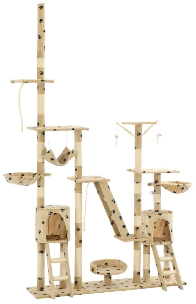 Árvore para gatos c/ postes arranhadores sisal 230-250 cm bege