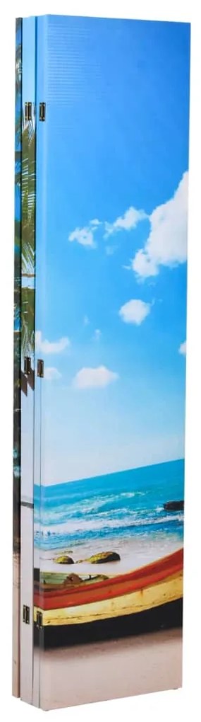 Biombo dobrável com estampa de praia 200x170 cm