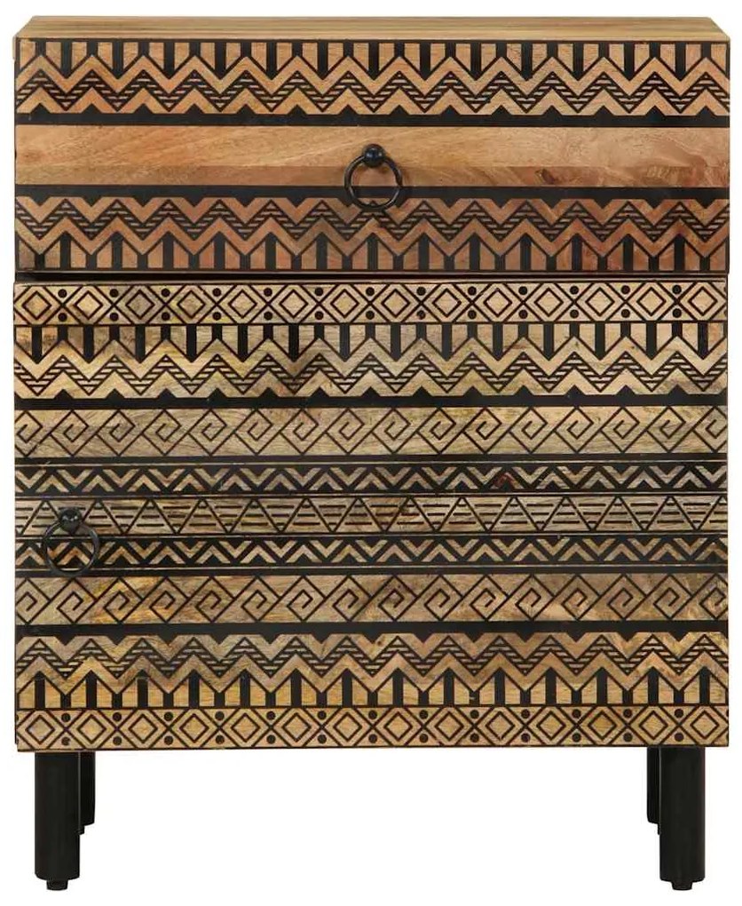 Mesa cabeceira 50x33x60cm madeira mangueira áspera maciça preto