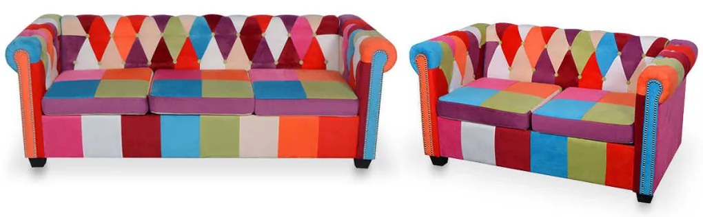 2 pcs conjunto de sofás chesterfield em tecido