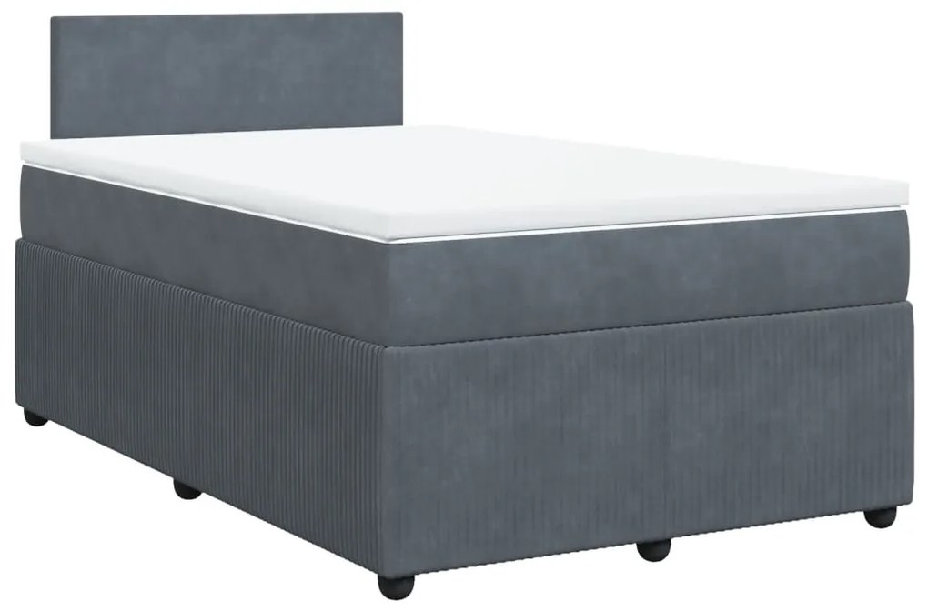 Cama boxspring com colchão 120x200 cm veludo cinzento-escuro