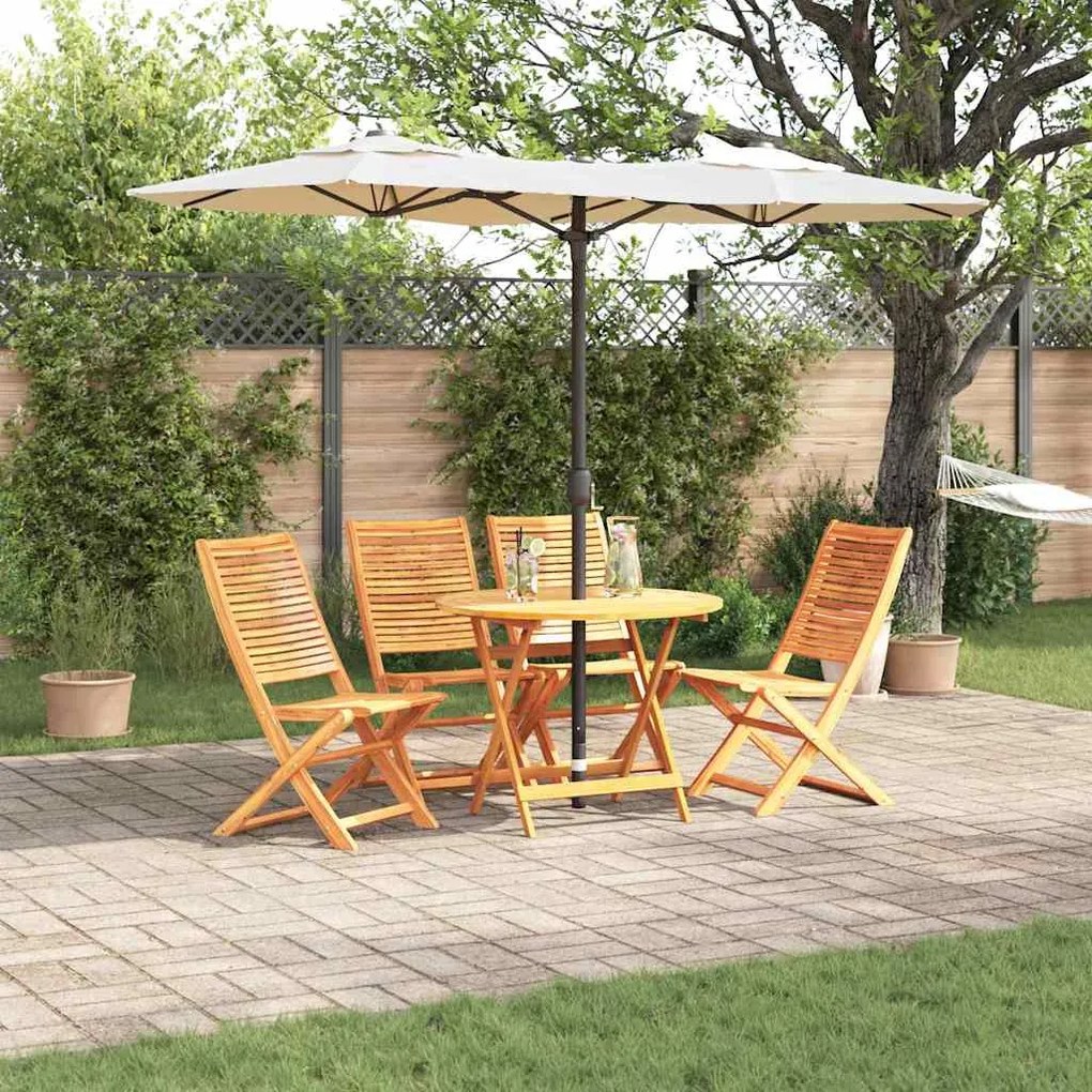 vidaXL Conjunto de Móveis ao Ar Livre 5 pcs Madeira Natural Ø 90x75 cm