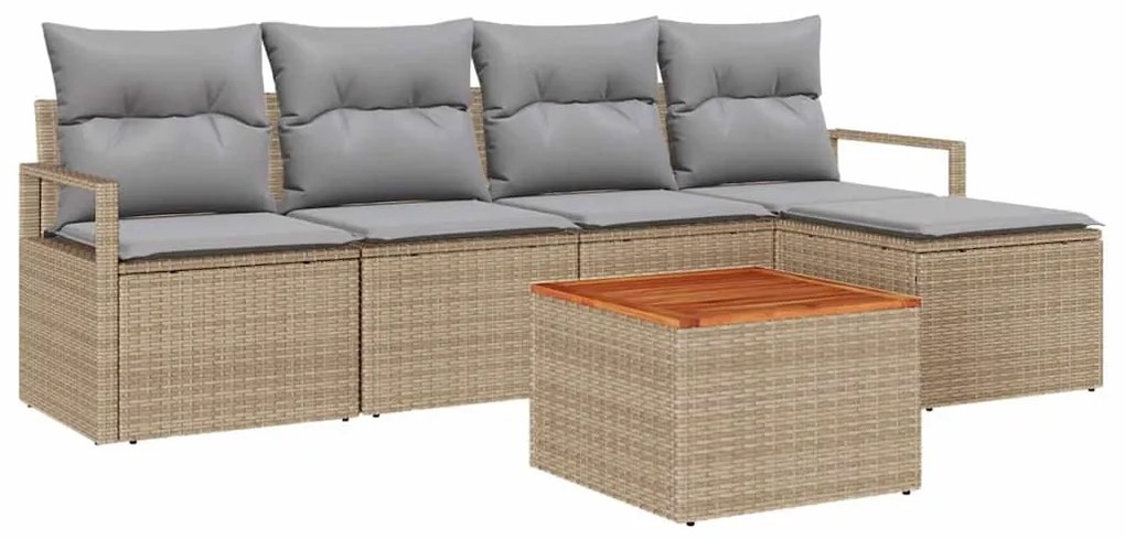 Conjunto de Sofá de Jardim 6 pcs Bege, cinza claro Grande