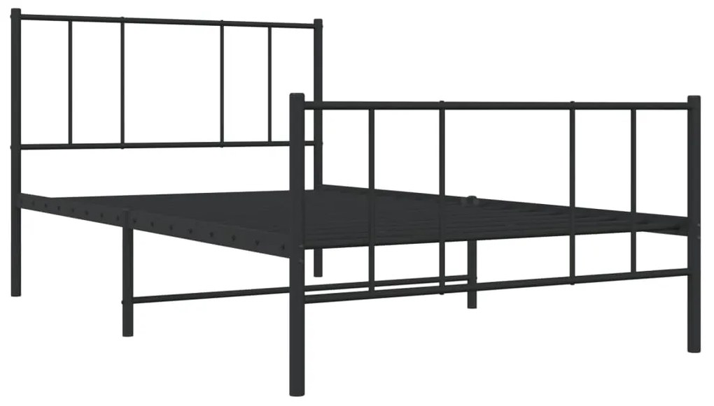 Estrutura de cama com cabeceira e pés 90x190 cm metal preto
