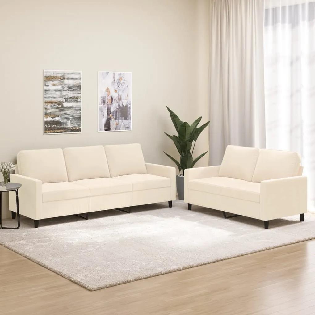 3153849 vidaXL 2 pcs conjunto de sofás com almofadões veludo cor creme