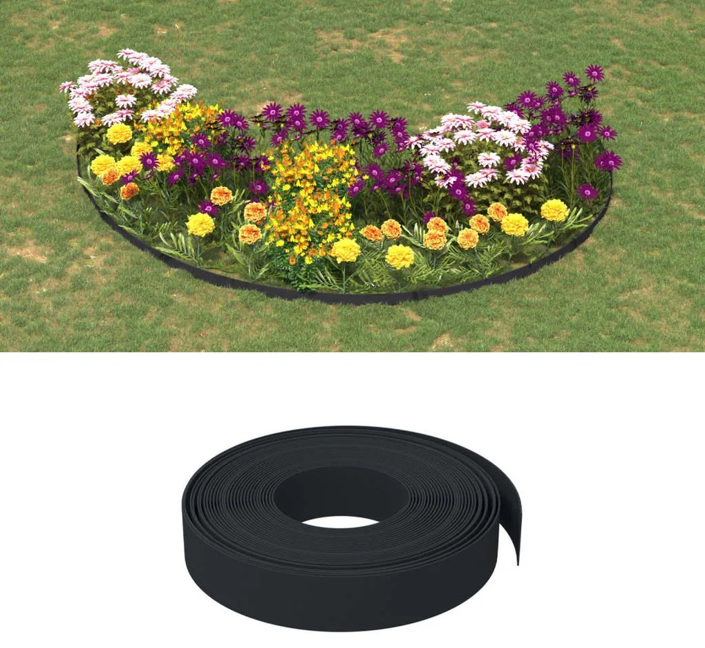 3155434 vidaXL Bordas de jardim 4 pcs 10 m 10 cm polietileno preto