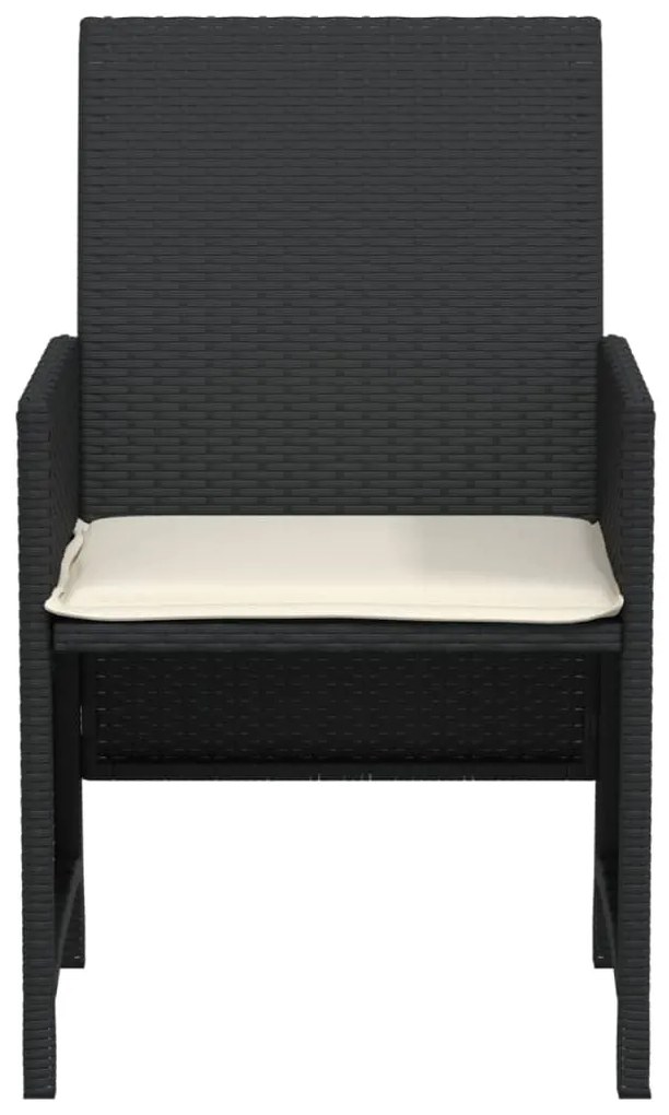 3 pcs conjunto de bistrô com almofadões vime PE preto