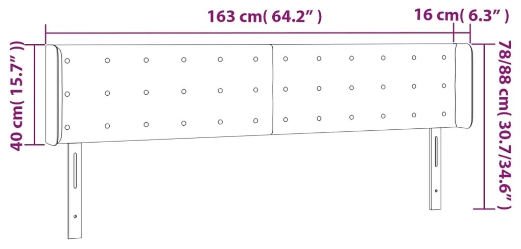 Cabeceira cama c/ luzes LED veludo 163x16x78/88 cm cinza-claro