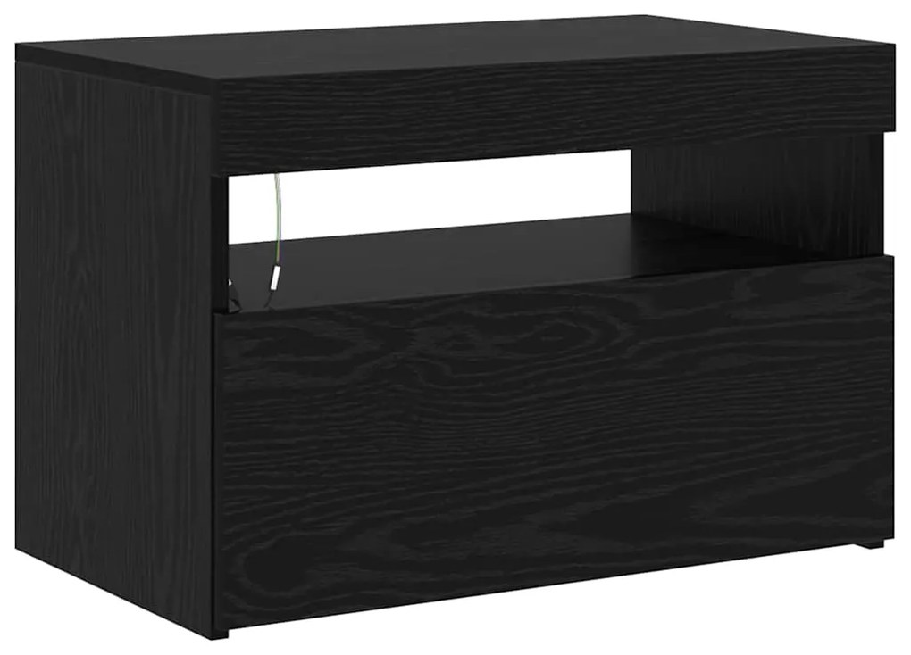 Gabinetes de TV vidaXL 2 peças com luzes LED de carvalho preto em made