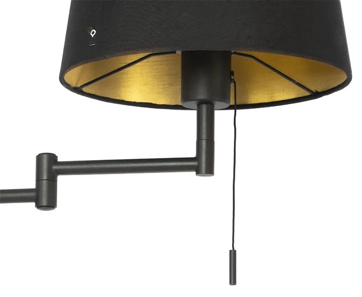 Candeeiro de parede preto com abajur preto e braço ajustável - Ladas Deluxe Moderno