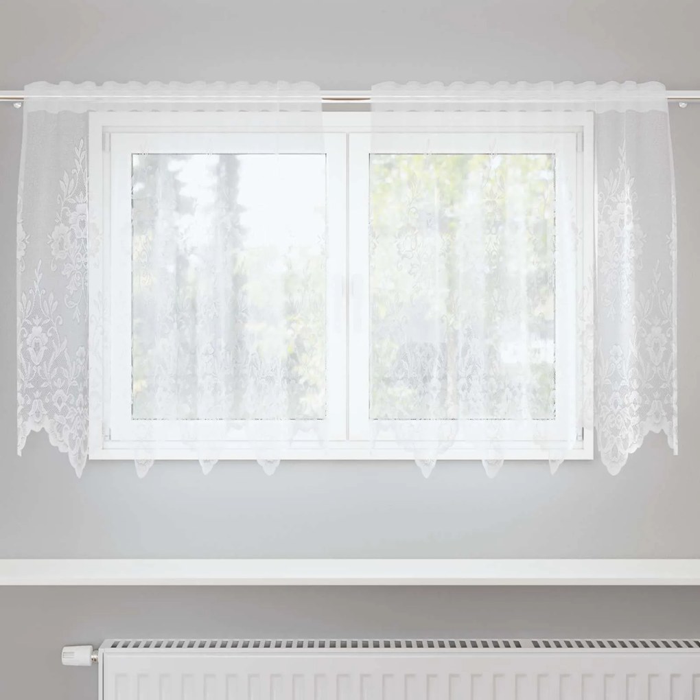 vidaXL Cortina de Renda com cortinas Branco 120 x 150 cm Poliéster