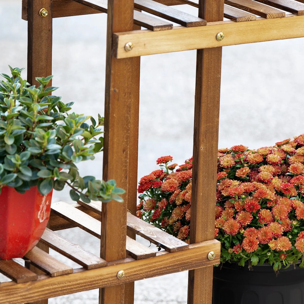 Suporte de Madeira para Flores Estante Decorativa para Vasos de Plantas com 6 Prateleiras Interior e Exterior para Jardim Balção Terraço
