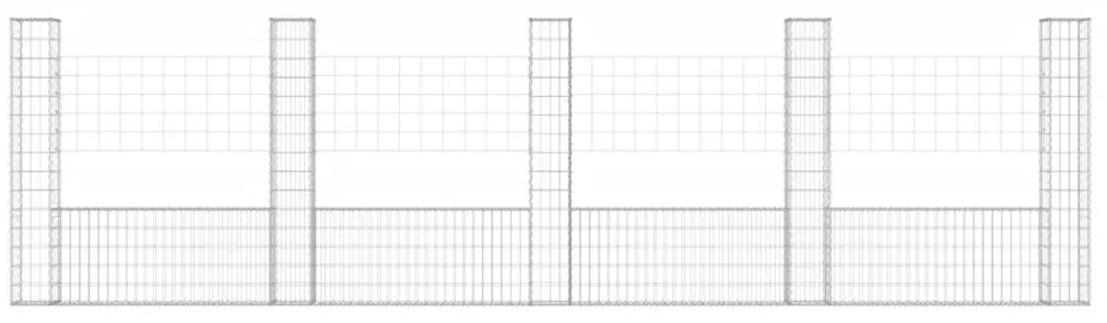 Cesto gabião em forma de U c/ 5 postes 500x20x150 cm ferro