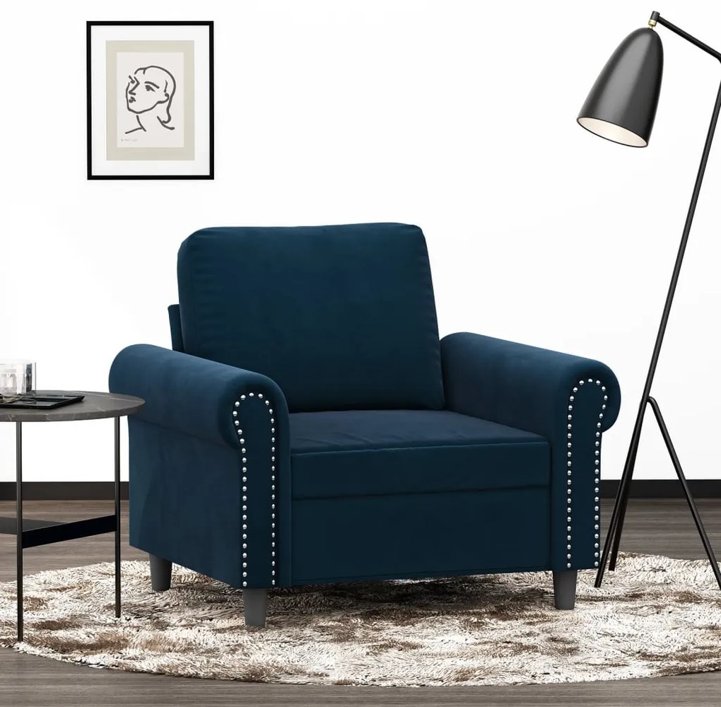 vidaXL Poltrona 60 cm veludo azul