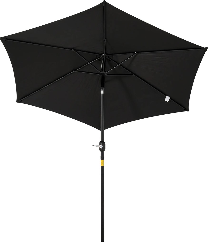 Outsunny Guarda-sol reto guarda-sol inclinável de jardim manivela tecido de poliéster alta densidade 180 g/m² Ø2,6 x 2,35 m alumínio preto | Aosom Portugal