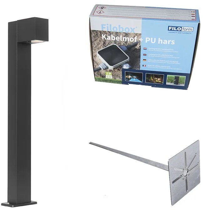 Candeeiro de exterior de pé industrial preto 65 cm IP44 - Baleno