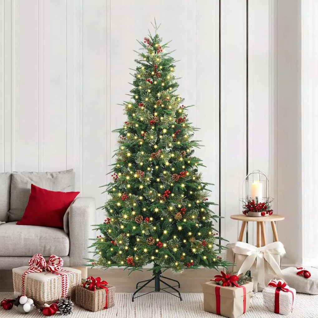vidaXL Árvore de Natal Articulada Artificial Verde 210 cm PE e PVC