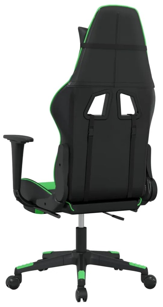 Cadeira gaming massagens c/ apoio pés couro artif. preto/verde