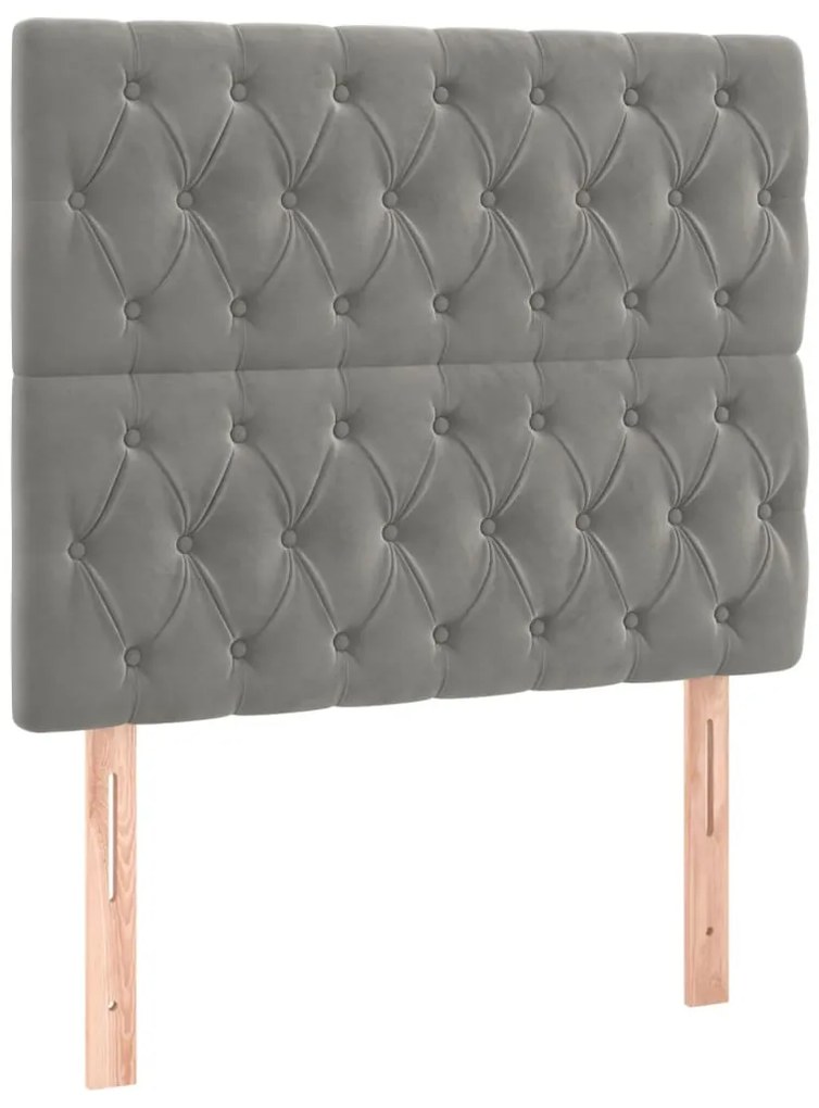 Cama com molas/colchão 100x200 cm veludo cinza-claro