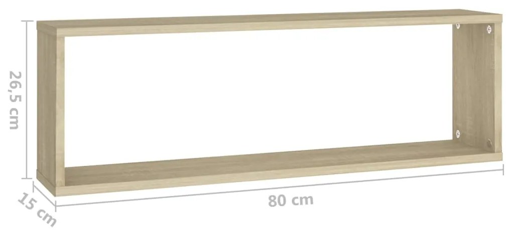 Estantes parede forma de cubo 4 pcs contr. 80x15x26,5 cm sonoma