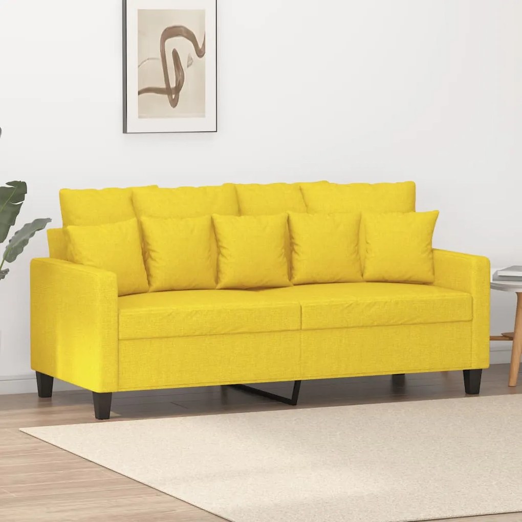 vidaXL Sofá de 2 lugares 140 cm tecido amarelo-claro