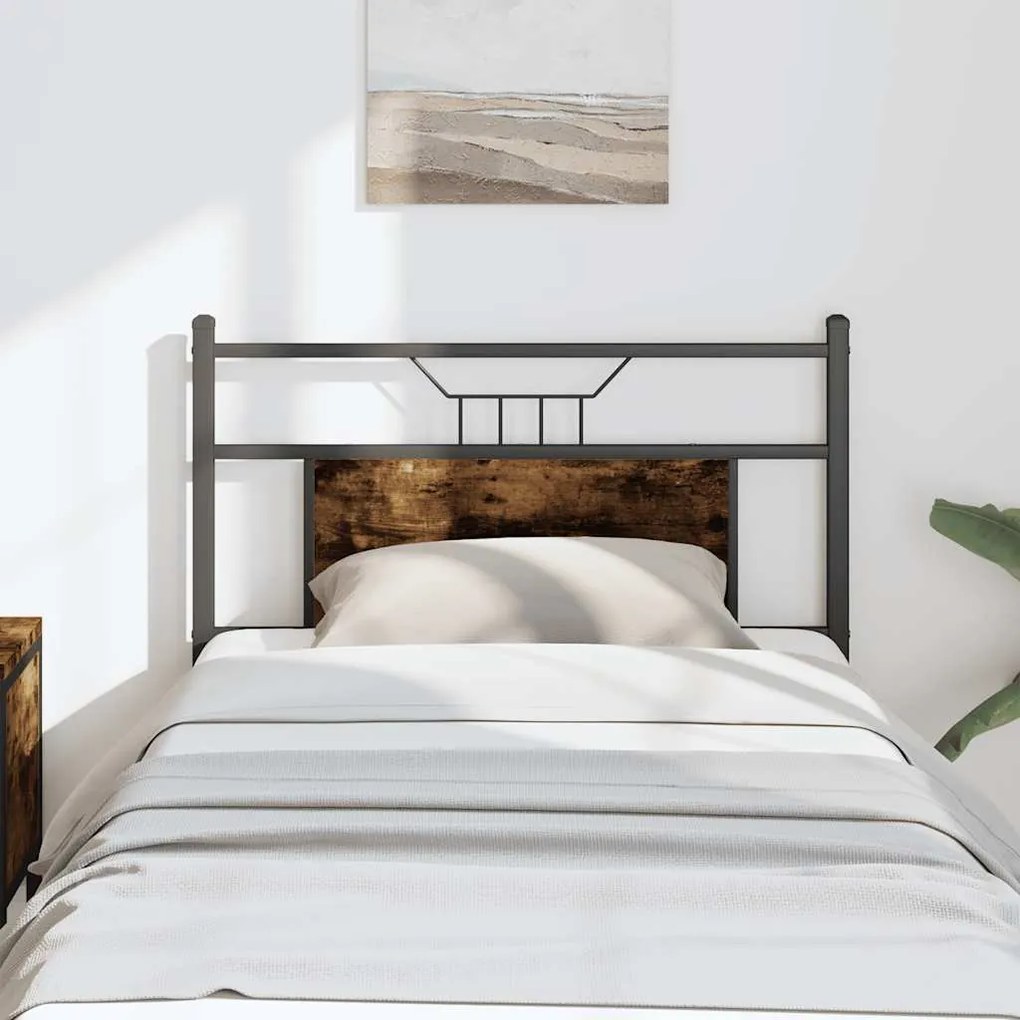 Cabeceira de cama 75cm derivados de madeira/aço carvalho fumado