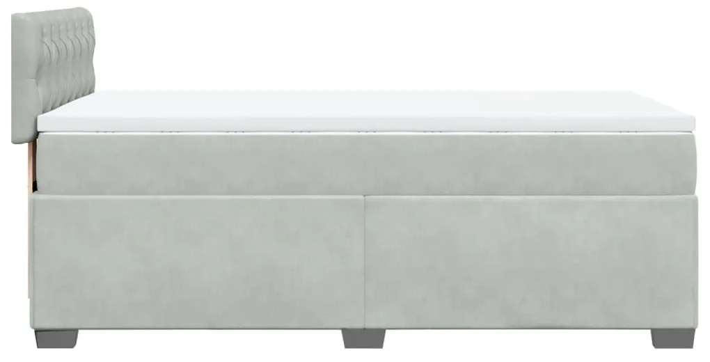 Cama com molas/colchão 90x190 cm veludo cinza-claro