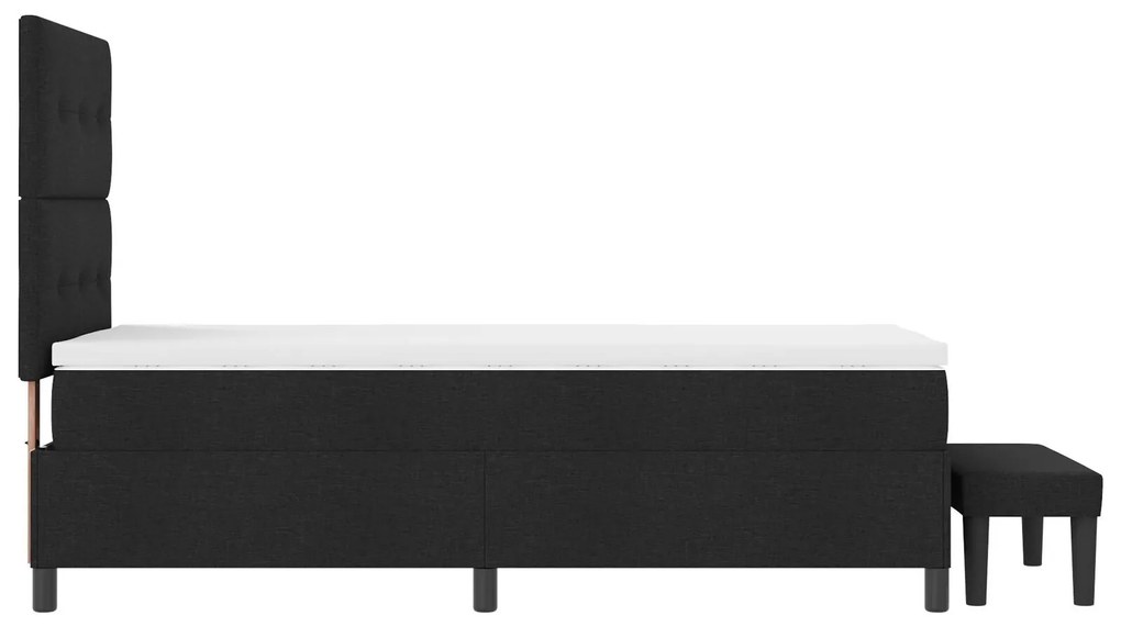 Cama Box Spring com Colchão e Banco Preto 90x190 cm Tecido