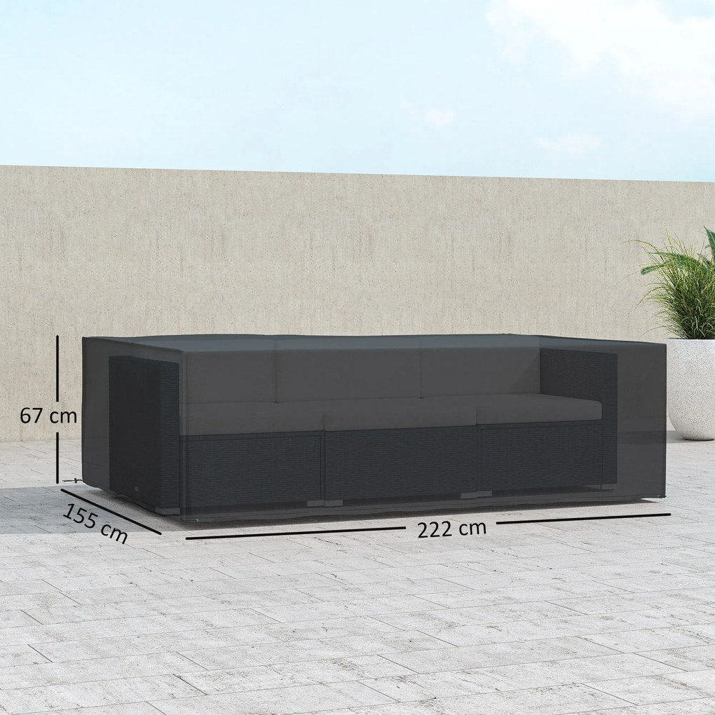 Capa para moveis de jardim em lona 222 x 155 x 67 cm, capa para mesa de jardim em tecido Oxford impermeável e anti-UV, preta