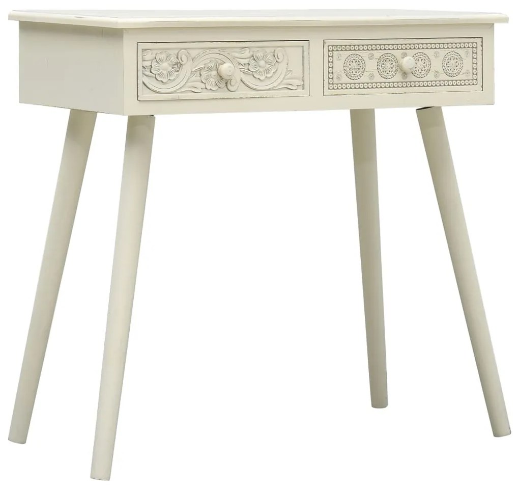 vidaXL Mesa consola 2 gavetas esculpidas 80x40x77,8cm madeira cinzento