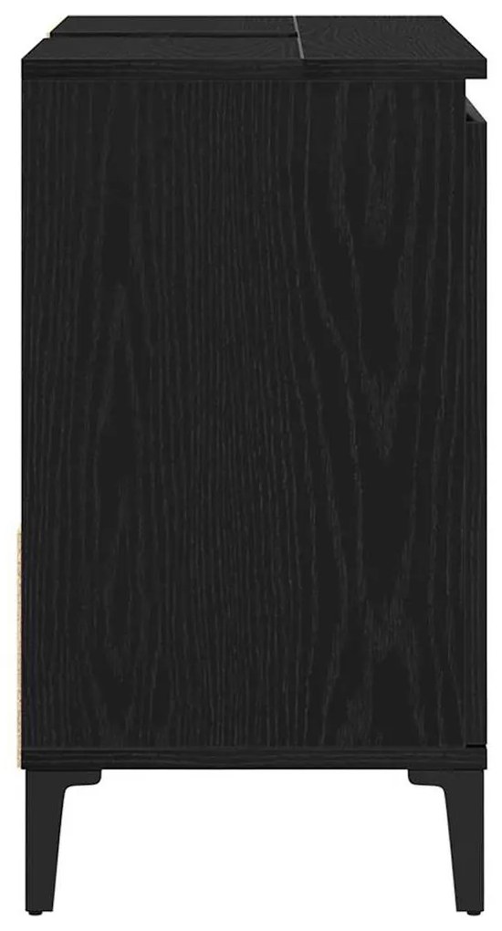 Armário de Pia vidaXL Preto Carvalho 65x33x60 cm em Madeira de Engenha