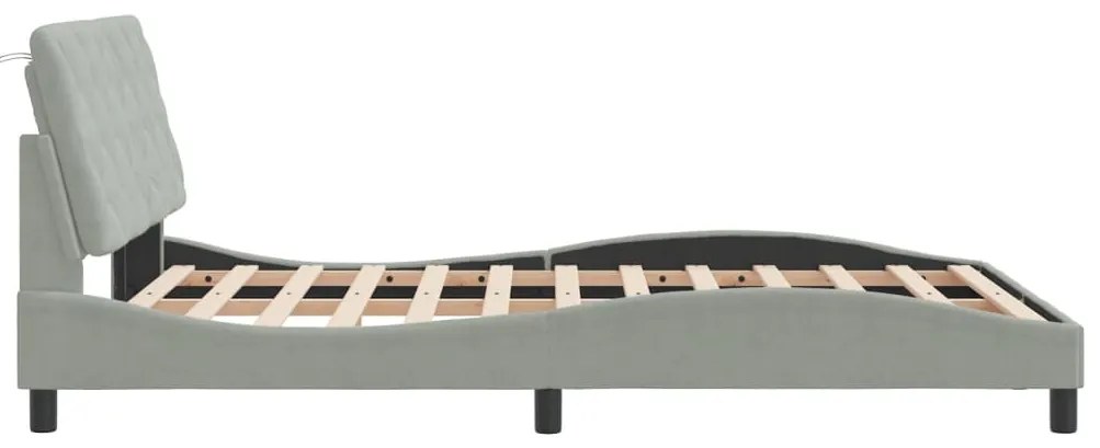 Estrutura de cama sem colchão 140x200 cm veludo cinzento-claro