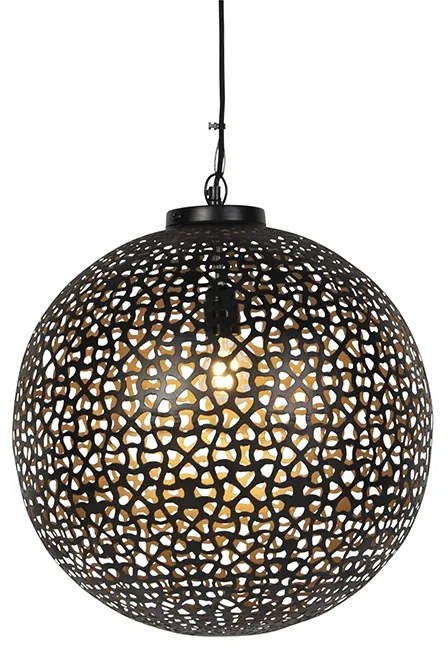 Candeeiro de suspensão oriental preto com dourado 45 cm - Radiante Oriental