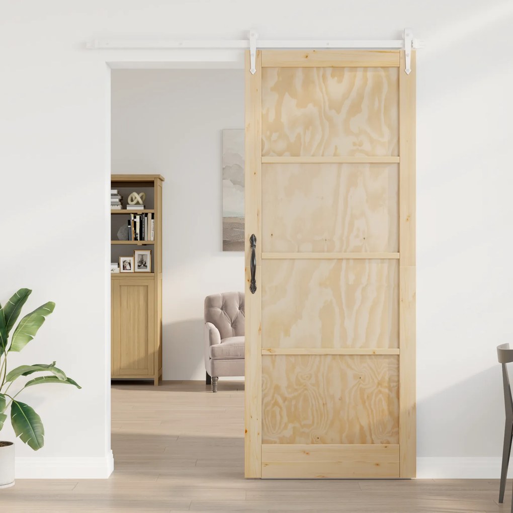 Porta Deslizante vidaXL com Conjunto de Hardware 93x232 cm Madeira de